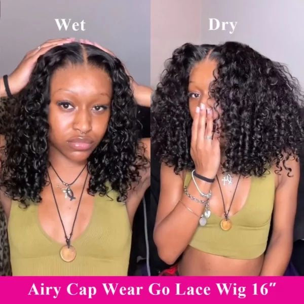 Bine LUXURY Wear and Go Glueless Bob Wig Pre Plucked Water Wave Transparent Lace front Wigs Human Hair 7x5