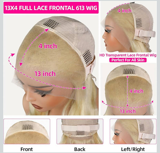 BINE LUXURY 613 Lace wig 13x4 Lace Front Wig Human Hair Body Wave HD Transparent Lace Wig Pre Plucked Brazilian Virgin Human Hair