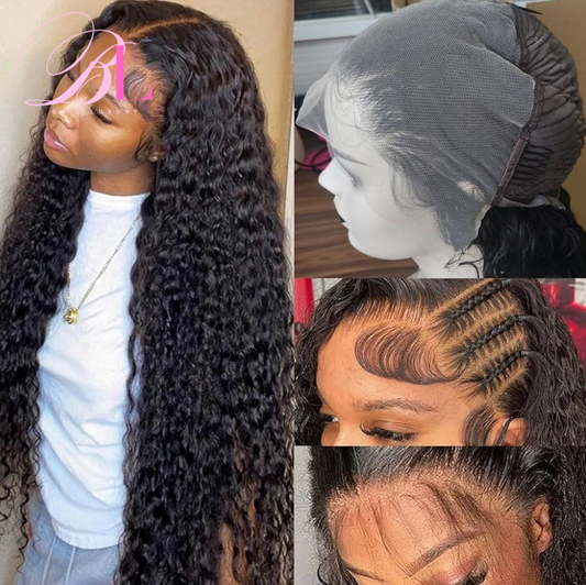 BINE LUXURY 13x6 HD Transparent Lace Front Wigs Human Hair 200 Density Full Frontal Deep Wave Lace Front Wigs Real Human Hair Wigs Pre Plucked Wigs