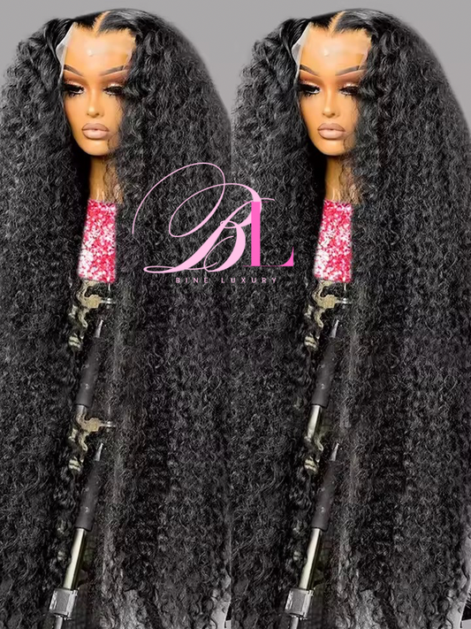 BINE LUXURY 210% Density Curly Lace Frontal Wigs Human Hair 13x4 Full Frontal Lace Wig Virgin Curly Water Wave HD Transparent Full Lace Frontal Wig