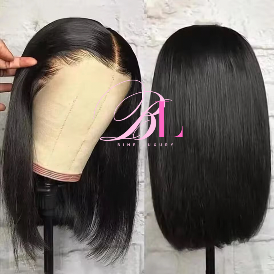 BINE LUXURY Bob Wig Human Hair 13x4 Lace Frontal Wig Straight HD Transparent Lace Front Wigs Human Hair Pre Plucked 150% Density