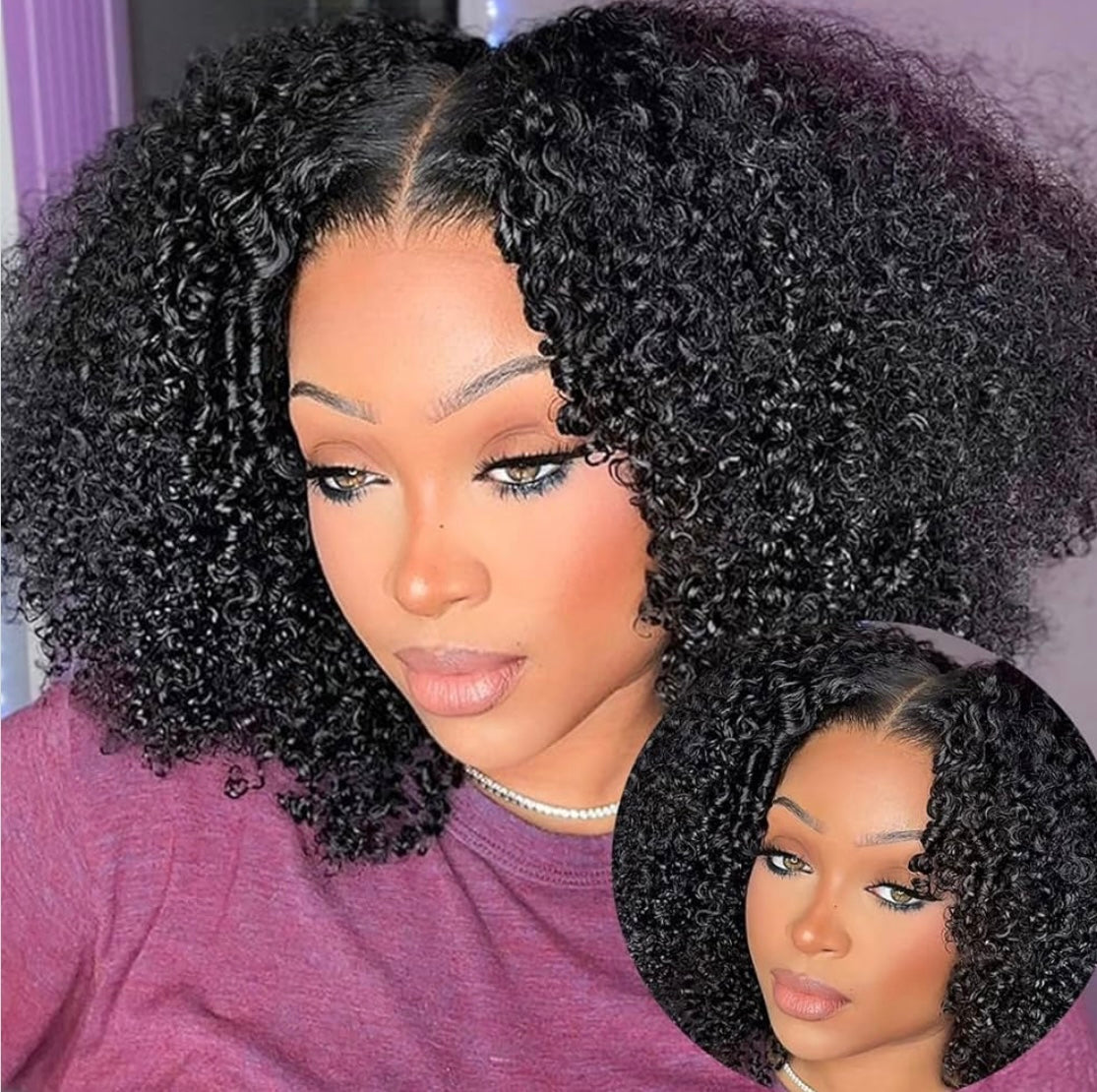 Bine LUXURY Wear and Go Glueless Wig Afro Pre Plucked and bleached Kinky Curly Lace front Wigs Human Hair 7x5 HD Lace