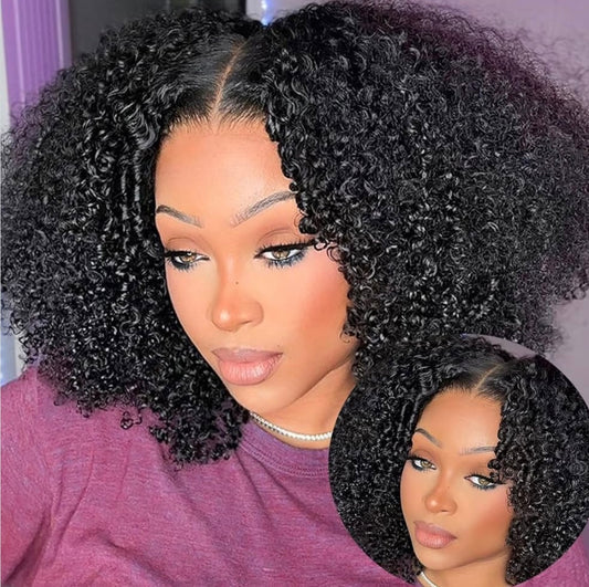 Bine LUXURY Wear and Go Glueless Wig Afro Pre Plucked and bleached Kinky Curly Lace front Wigs Human Hair 7x5 HD Lace