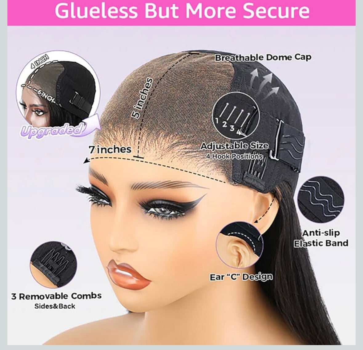 Bine LUXURY Wear and Go Glueless Wig Afro Pre Plucked and bleached Kinky Curly Lace front Wigs Human Hair 7x5 HD Lace