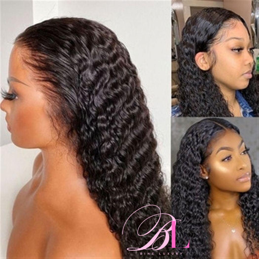 BINE LUXURY HD Lace 13x6 (Deep Wave) full frontal HD Lace Raw Hair  Wig Human Hair 180 Density