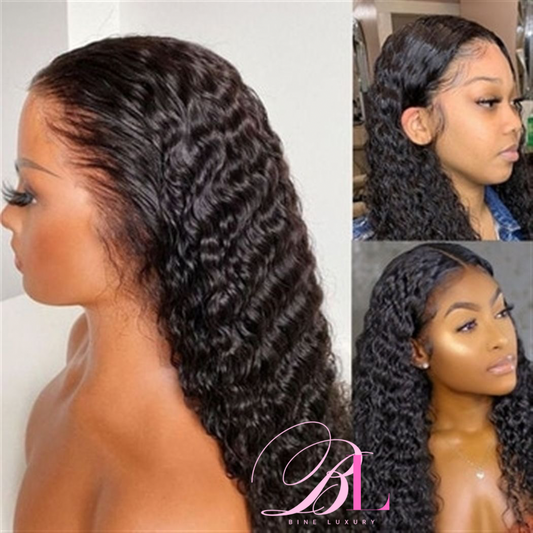 BINE LUXURY HD Lace 13x6 (Deep Wave) full frontal HD Lace Raw Hair  Wig Human Hair 180 Density
