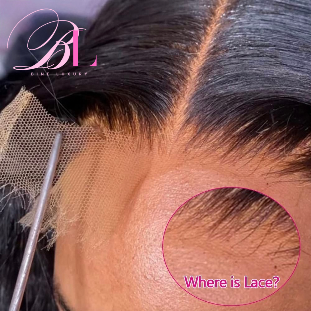 BINE LUXURY HD Lace 13x6 (Kinky Straight) full frontal HD Lace Raw Hair  Wig Human Hair 180 Density