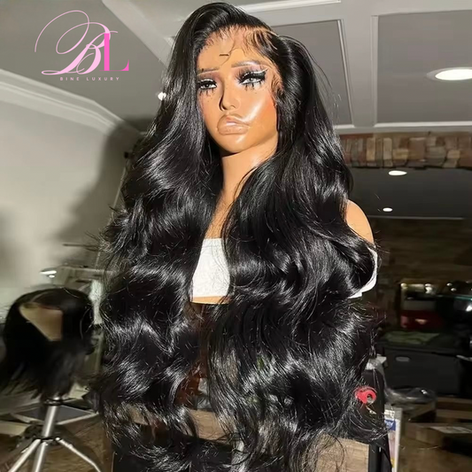 BINE LUXURY HD Lace 13x6 (Body Wave) full frontal HD Lace Raw Hair  Wig Human Hair 180 Density