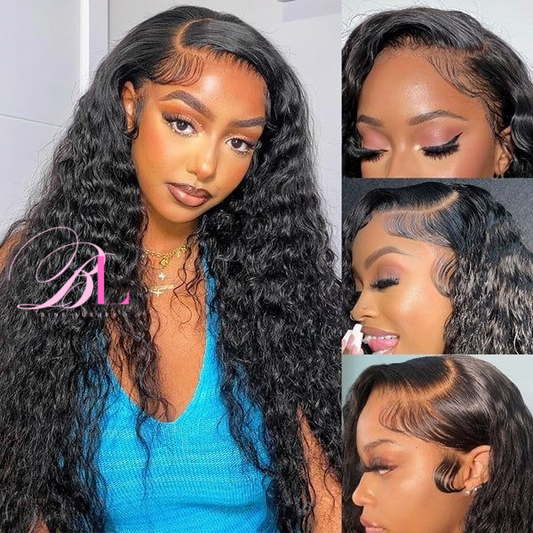 BINE LUXURY HD Lace 13x6 (Deep Wave) full frontal HD Lace Raw Hair  Wig Human Hair 180 Density