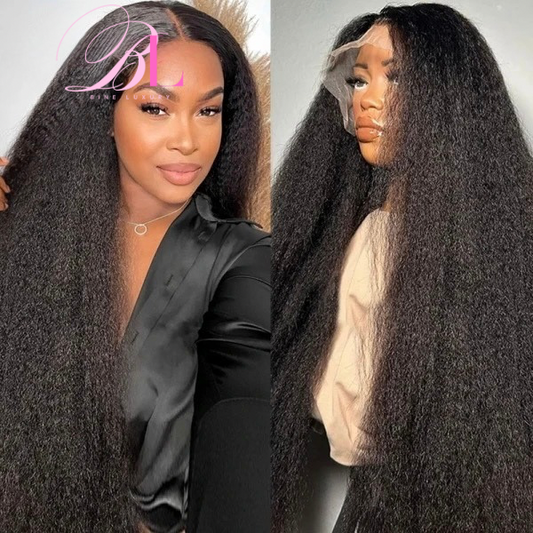 BINE LUXURY HD Lace 13x6 (Kinky Straight) full frontal HD Lace Raw Hair  Wig Human Hair 180 Density