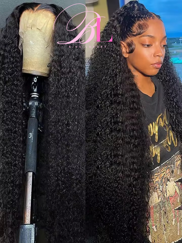 BINE LUXURY Real HD Lace 13x6 (Water Wave) full frontal HD Lace Raw Hair  Wig Human Hair 210 Density