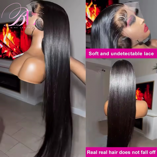 BINE LUXURY HD Lace 13x6 (Straight) full frontal HD Lace Raw Hair  Wig Human Hair 180 Density