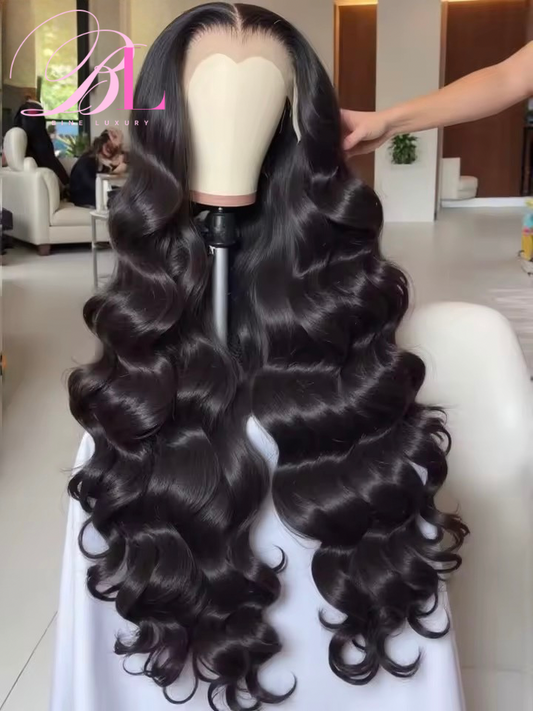 BINE LUXURY 13x6 (Body Wave) full frontal HD Transparent Lace Raw Hair  Wig Human Hair 210 Density